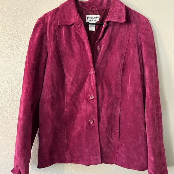 Pendleton Jackets & Blazers - Vintage Pendleton Magenta Suede Leather Jacket
